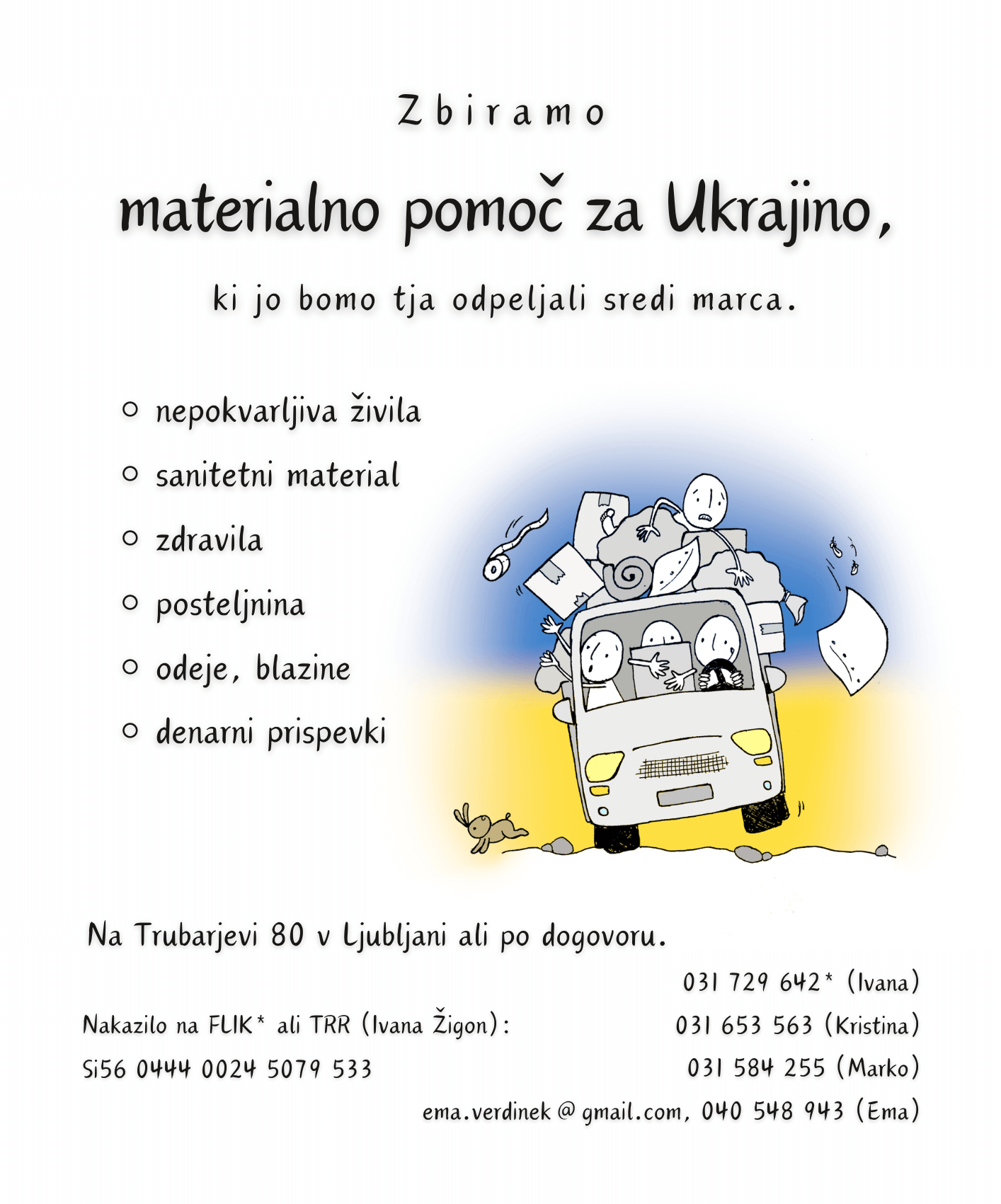 Zbiramo materialno pomoč za Ukrajino